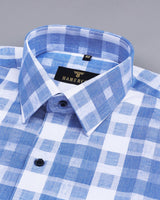 Canvas Blue With White Check Formal Cotton Shirt