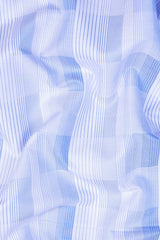 White with light blue line check shirt