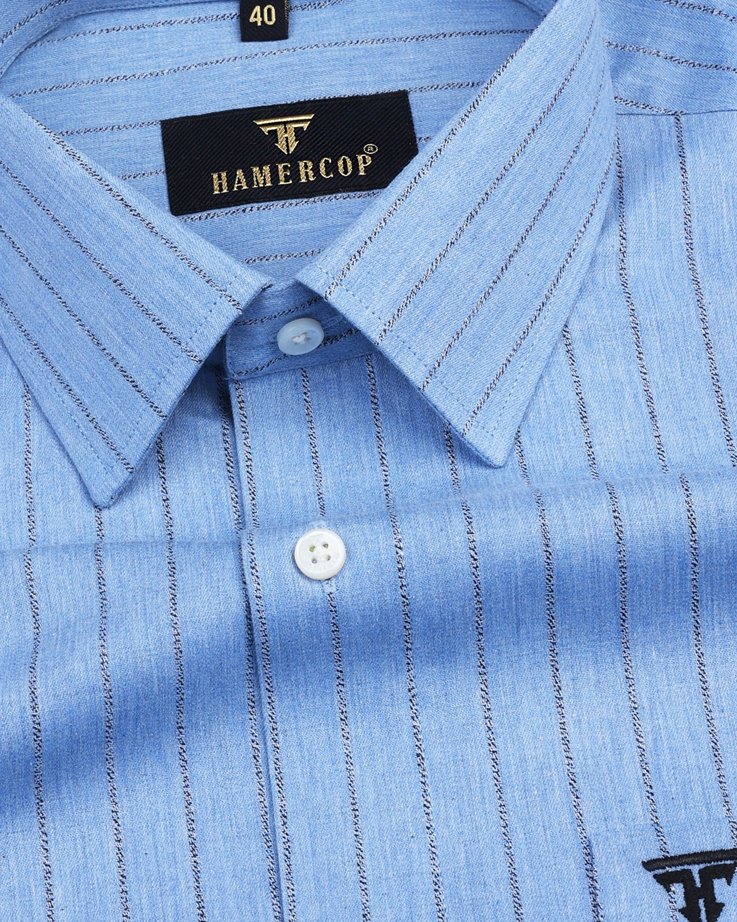 Toxic Blue Business Stripe Formal Cotton Shirt – Hamercop