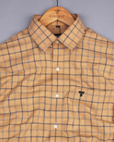 Zavel Biscuit Brown With Grey Dobby Melange Formal Cotton Shirt