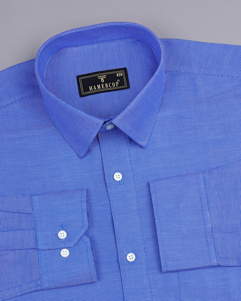 Ripon Blue Dobby Texture Solid Cotton Formal Shirt