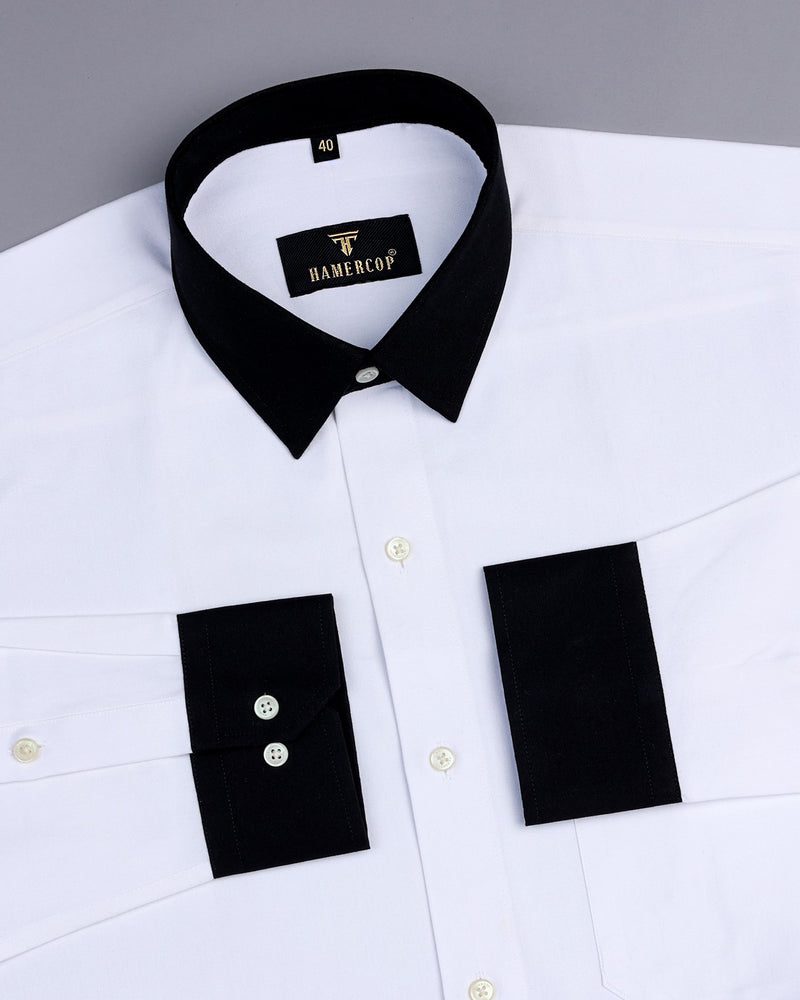 White Oxford With Black Cuff Collar Formal Cotton Shirt – Hamercop White Oxford With Black Cuff Collar Formal Cotton Shirt – Hamercop