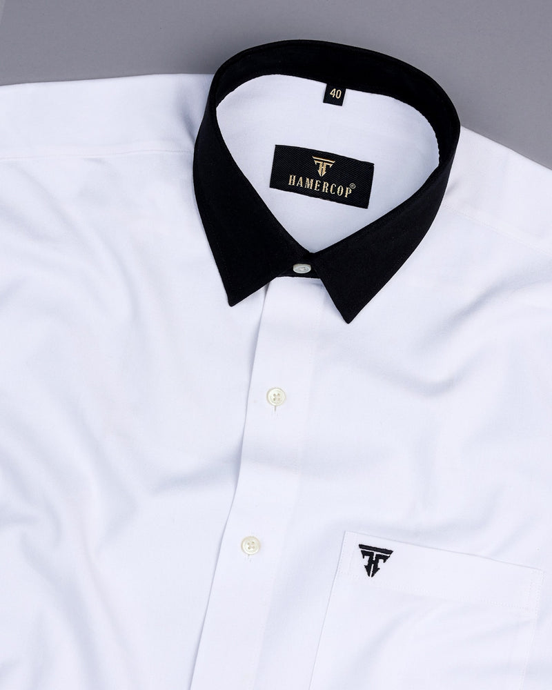 White Oxford With Black Cuff Collar Formal Cotton Shirt – Hamercop White Oxford With Black Cuff Collar Formal Cotton Shirt – Hamercop