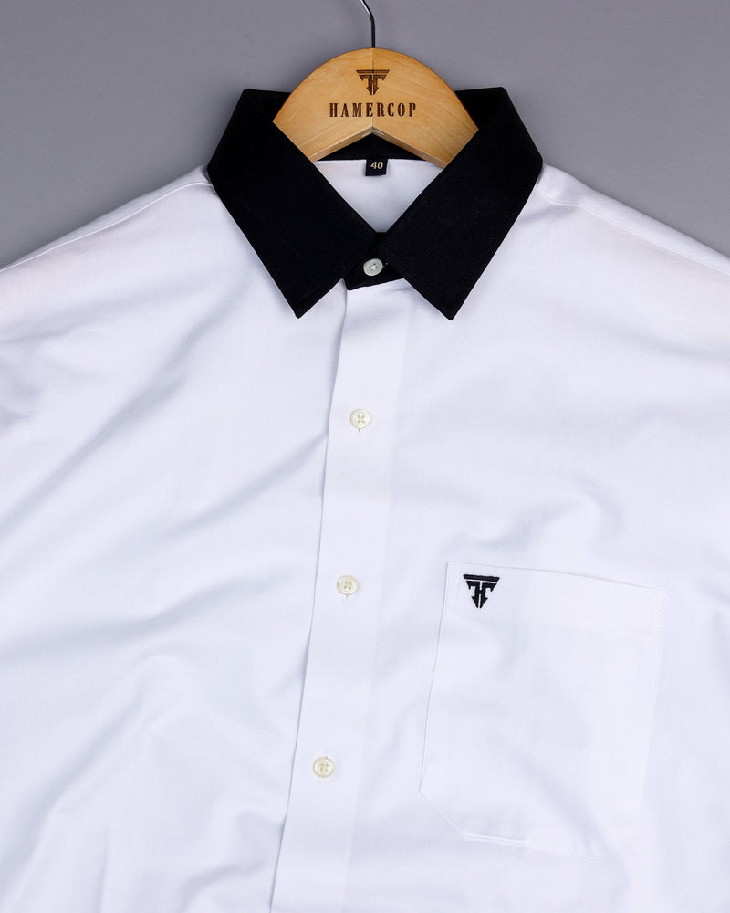White Oxford With Black Cuff Collar Formal Cotton Shirt