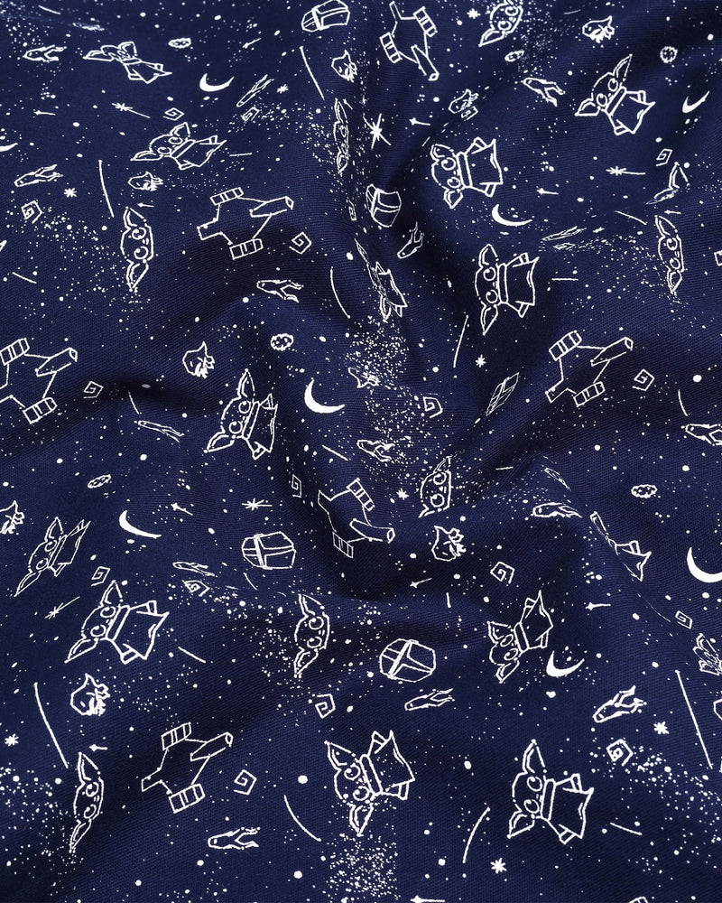 NavyBlue Space Printed Designer Cotton Shirt