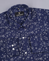 NavyBlue Space Printed Designer Cotton Shirt