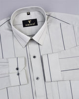 Ceramic Gray With Black Stripe Formal Cotton Shirt