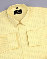 Lime Yellow With Small Pin Stripe Dobby Cotton Shirt