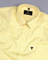 Lime Yellow With Small Pin Stripe Dobby Cotton Shirt