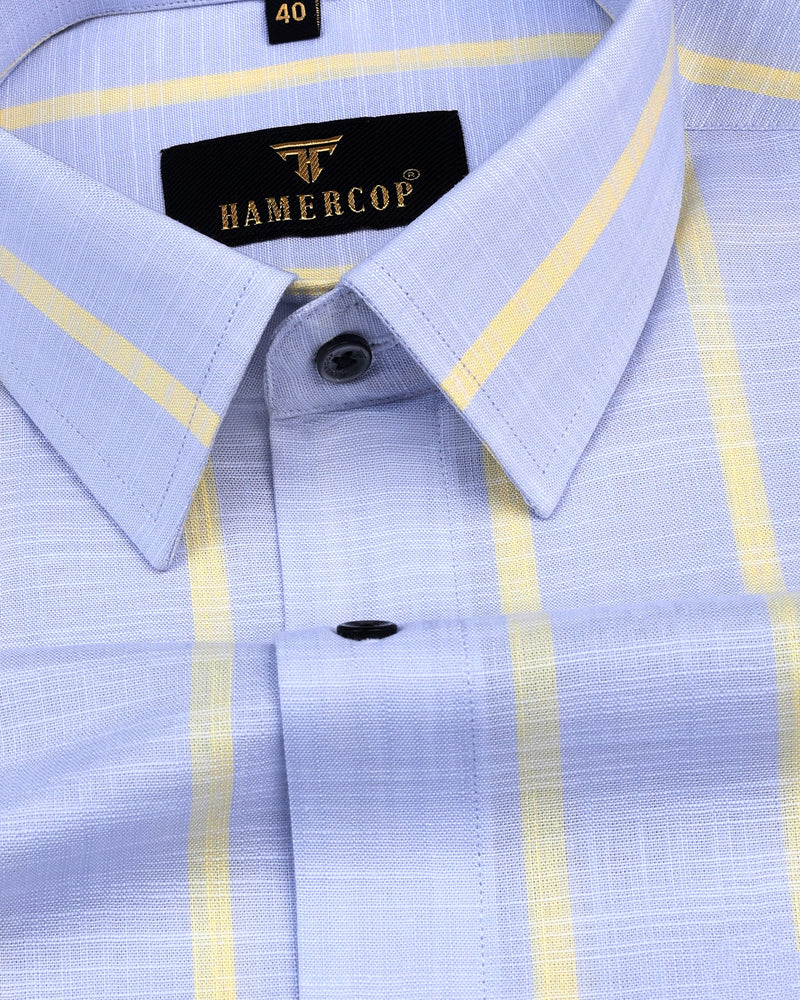 Likoma Gray With Yellow Stripe Linen Cotton Formal Shirt – Hamercop