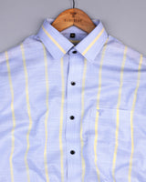 Likoma Gray With Yellow Stripe Linen Cotton Formal Shirt