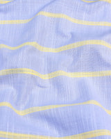 Likoma Gray With Yellow Stripe Linen Cotton Formal Shirt