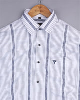 Lifa Dusty White With Gray Stripe Linen Cotton Formal Shirt