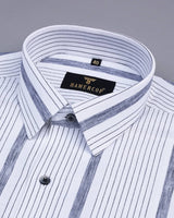 Lifa Dusty White With Gray Stripe Linen Cotton Formal Shirt