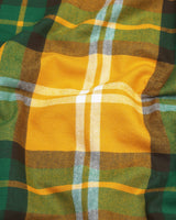 Turmeric Yellow With Green Plaid Flannel Check Cotton Shirt
