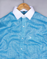 Blue Soft Linen Cotton Designer Formal Shirt