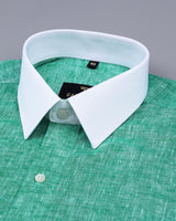 Green Soft Linen Cotton Designer Formal Shirt