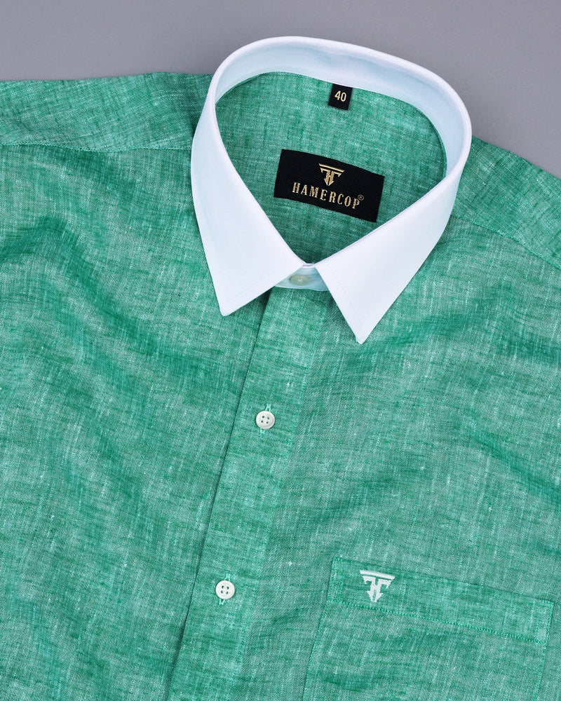 Green Soft Linen Cotton Designer Formal Shirt – Hamercop