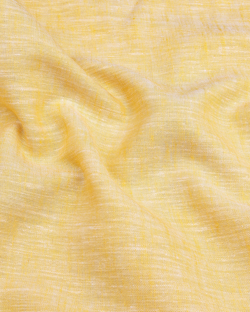 Yellow Soft Linen Cotton Designer Formal Shirt