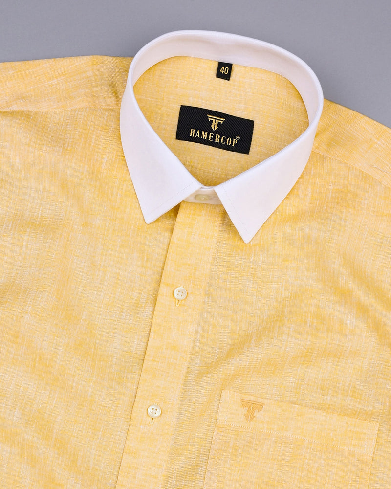 Yellow Soft Linen Cotton Designer Formal Shirt