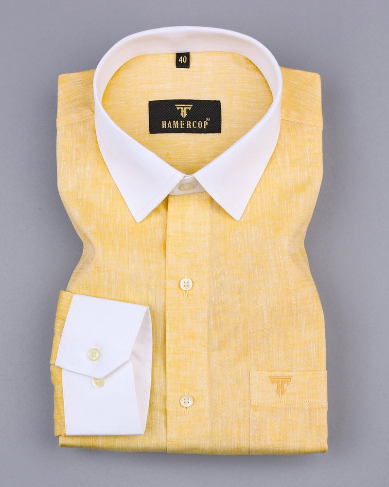 Yellow Soft Linen Cotton Designer Shirt โ Hamercop
