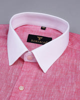 Pink Soft Linen Cotton Designer Formal Shirt