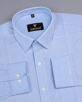 SkyBlue With White Small Graph Check Premium Cotton Shirt