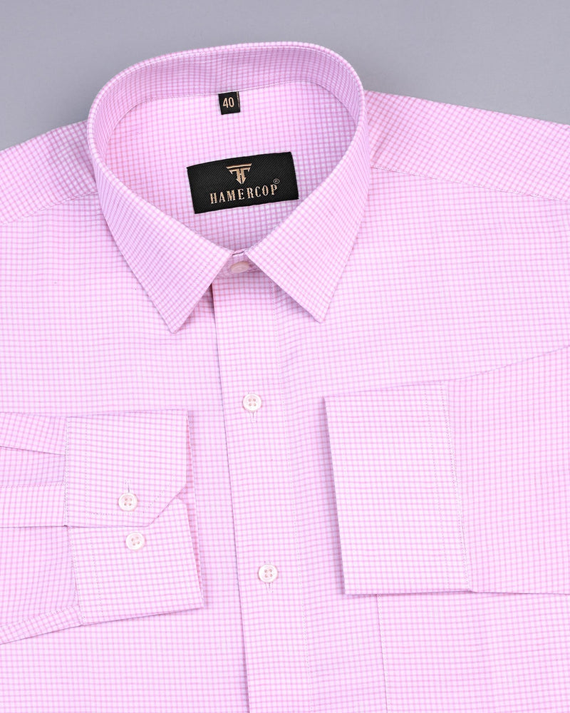 Pink With White Small Graph Check Premium Cotton Shirt