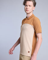 Copper Brown With Cream Pique Pima Designer T-Shirt