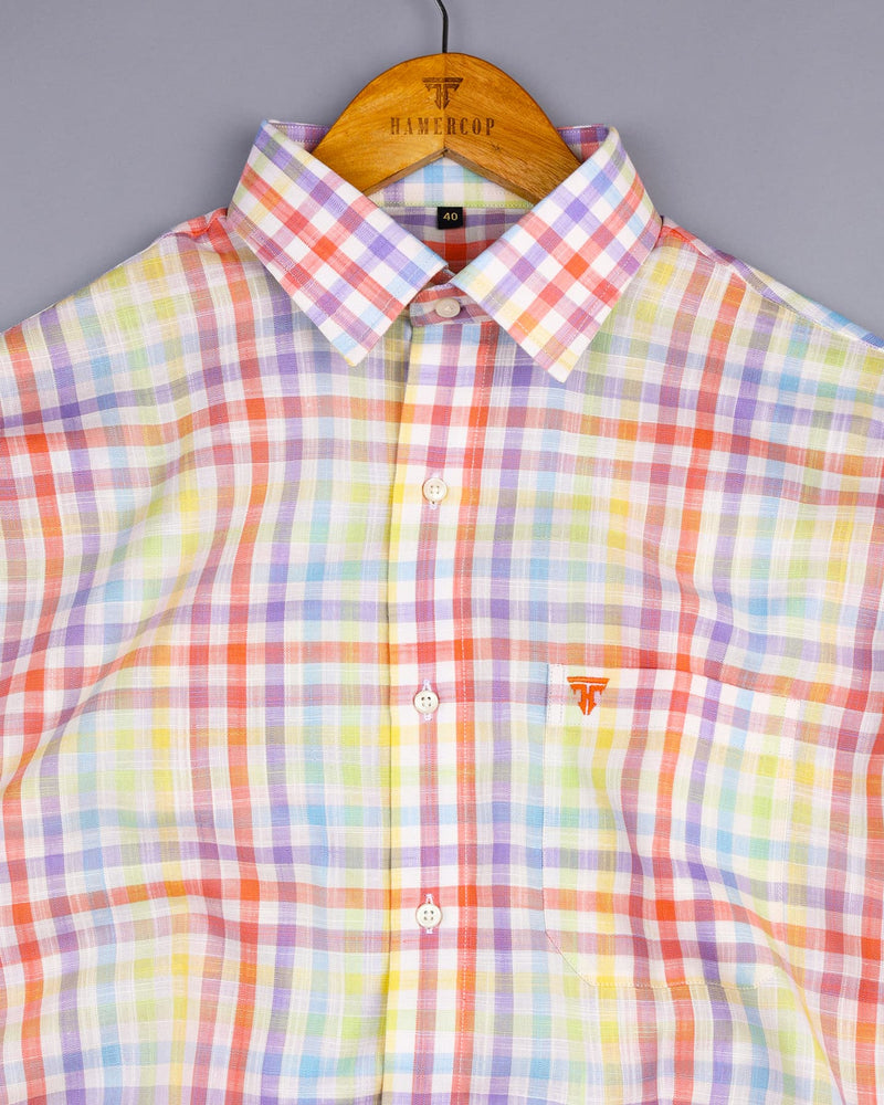 Mojito Rainbow Multicolored Check Linen Cotton Shirt