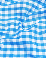 SkyBlue And White Yarn Dyed Check Formal Cotton Shirt