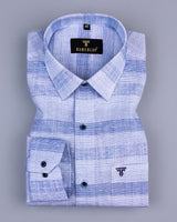 Kindle SkyBlue Weft Stripe Dobby Cotton Formal Shirt