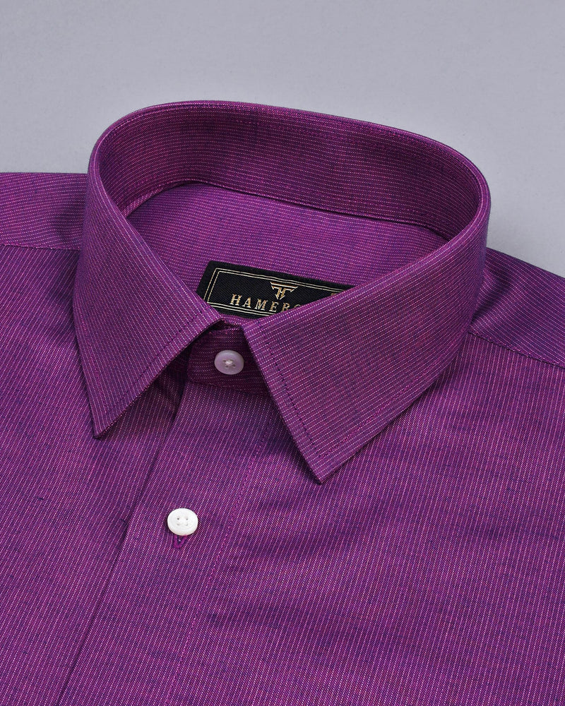 Brinjal Purple Small Pin Stripe Formal Cotton Shirt
