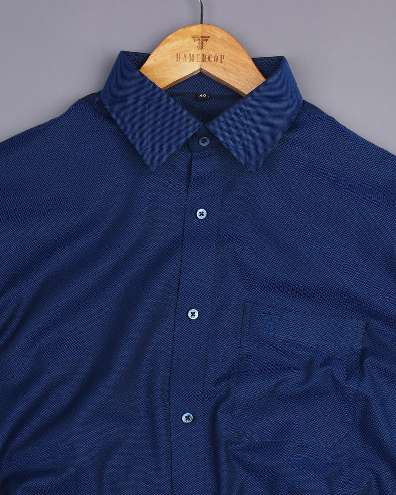 RoyalBlue Dobby Solid Cotton Formal Shirt