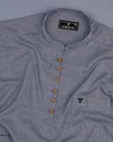 Charcoal Black Houndstooth Cotton Shirt Style Kurta