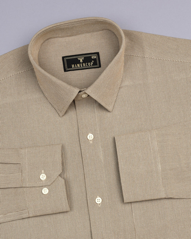 Dryleaf Green Micro Houndstooth Dobby Cotton Shirt