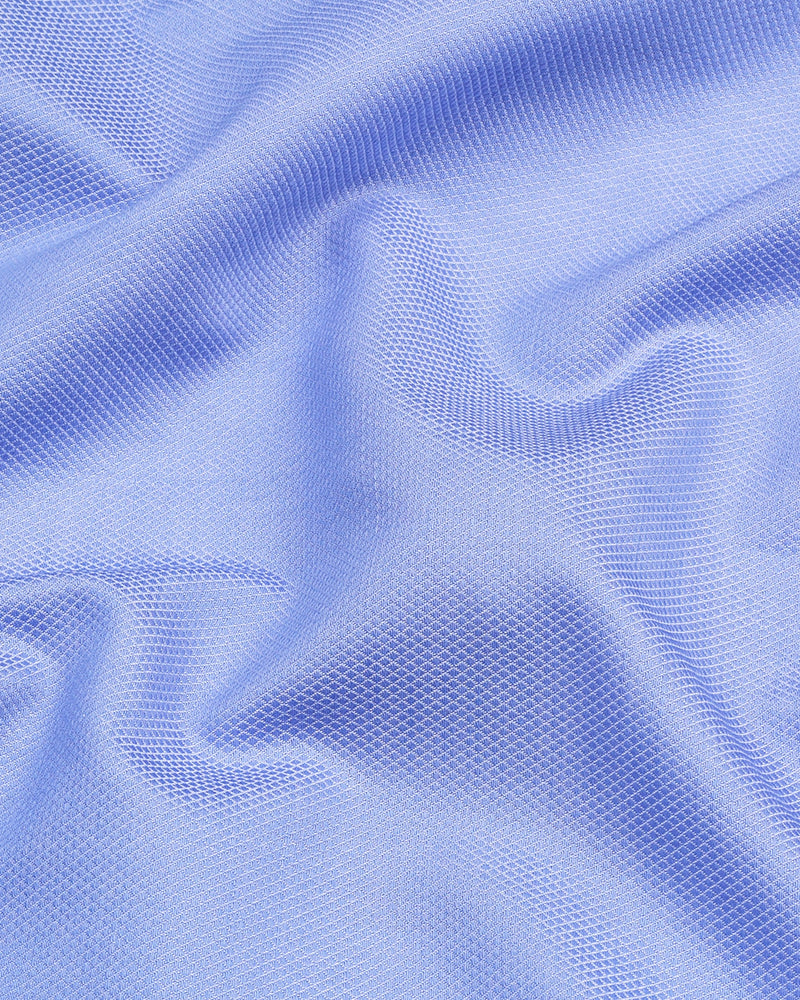 Sky Blue Cotton and Linen Dobby Shirt