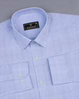 Swiss Blue With White Box Premium Cotton Gizza Shirt