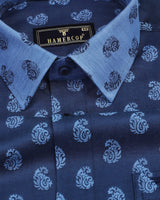 SkyBlue Paisley Pattern Jacquard Designer Cotton Shirt