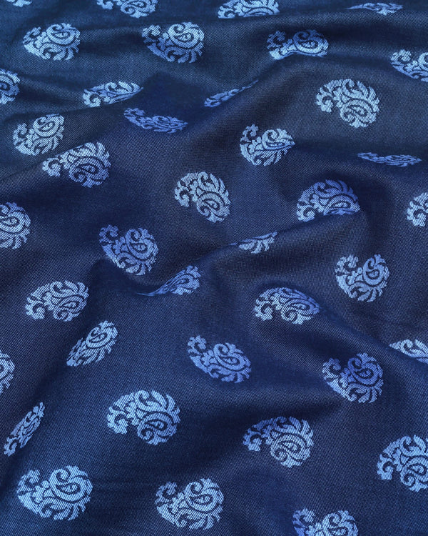 SkyBlue Paisley Pattern Jacquard Designer Cotton Shirt