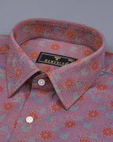 Dusty Lavender Floral Art Jacquard Premium Gizza Cotton Shirt