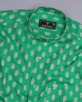 Green Oval Jacquard Pattern Premium Cotton Shirt
