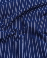Sikmin Blue With White Weft Stripe Formal Cotton Shirt