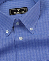 NavyBlue With White Houndstooth Dobby Cotton Formal Shirt