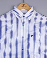 White With Blue Stripe Linen Cotton Formal Shirt