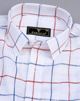 White With Red Check Dobby Cotton Shirt