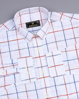 White With Red Check Dobby Cotton Shirt
