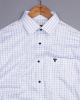 Sphatic White With Black Check Premium Dobby Cotton Shirt