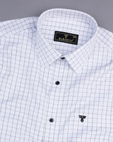 Sphatic White With Black Check Premium Dobby Cotton Shirt
