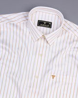 Moral White With Cream Pin Stripe Dobby Cotton Shirt